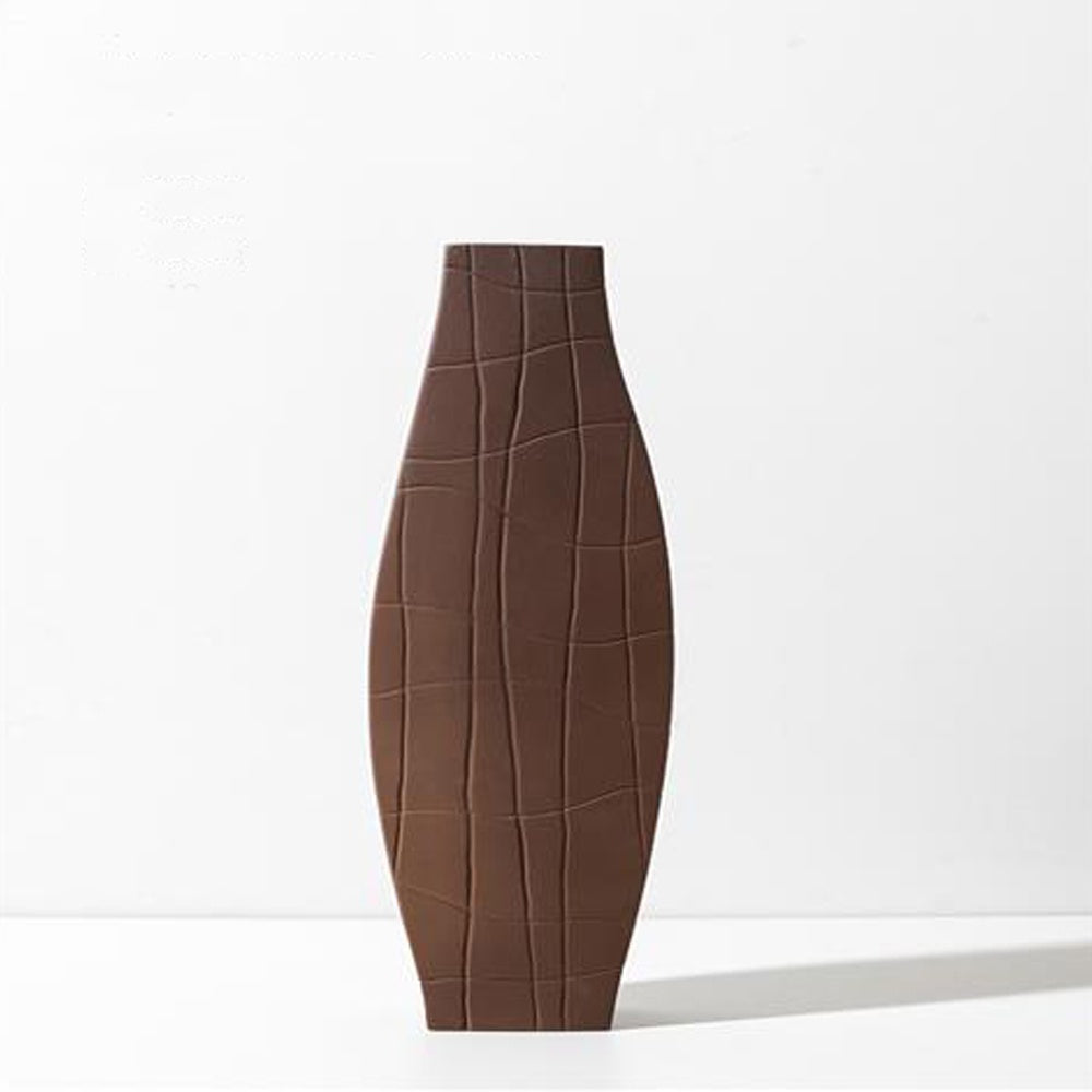 Brown Ceramic Vase with Abstract Pattern LT662-BR