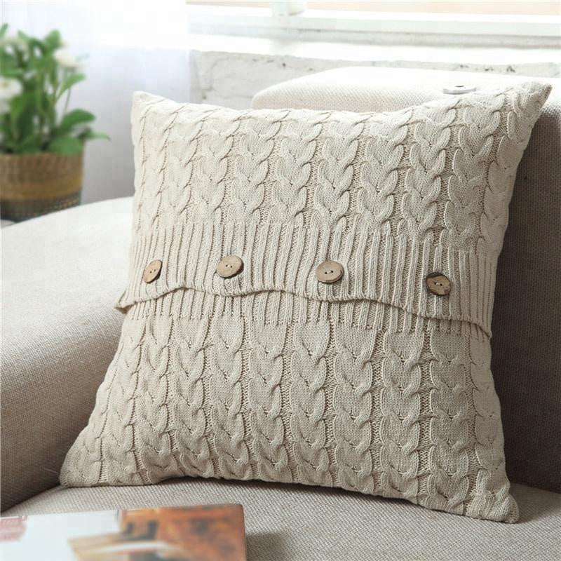 Beige Knitted Cushion MND168