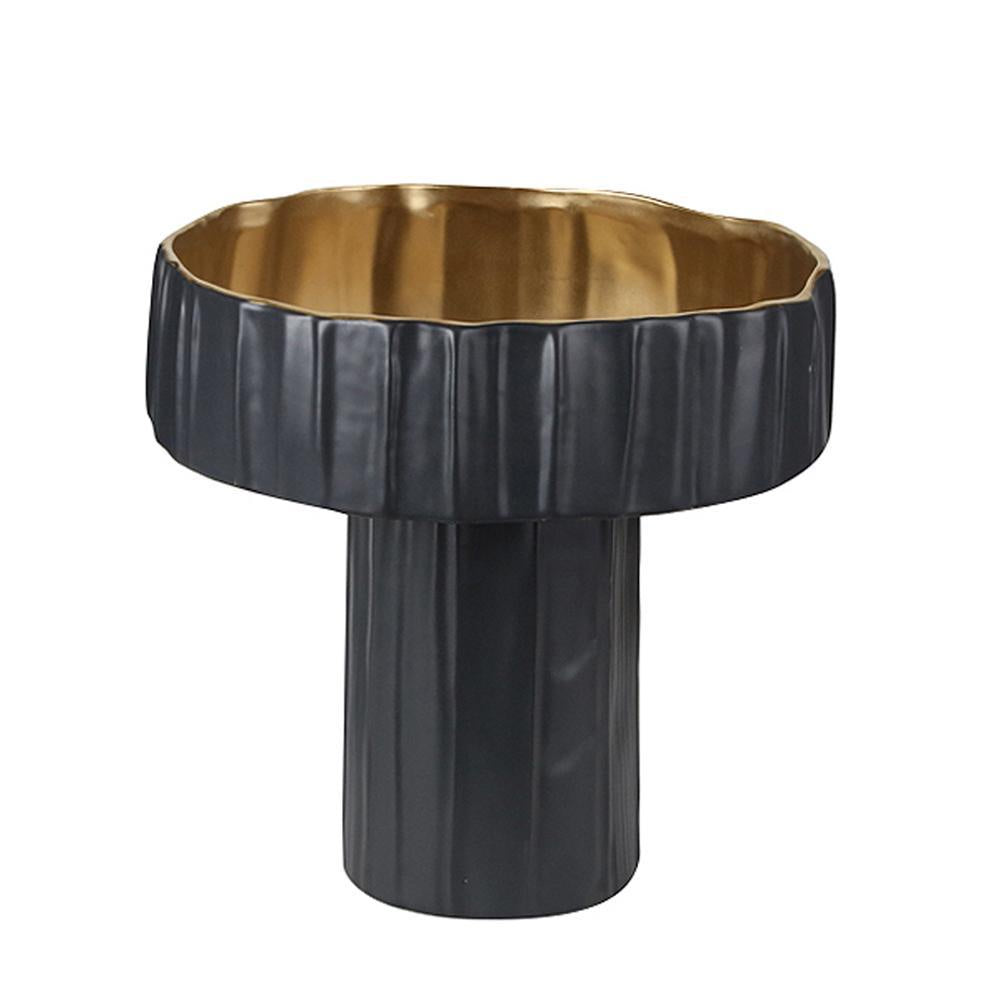 Black & Gold Ceramic Vase - Wide FA-D2044B