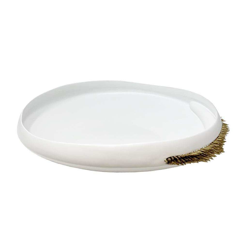 White Ceramic Bowl with Gold Plated Spikes - Large RYDD3516J1
