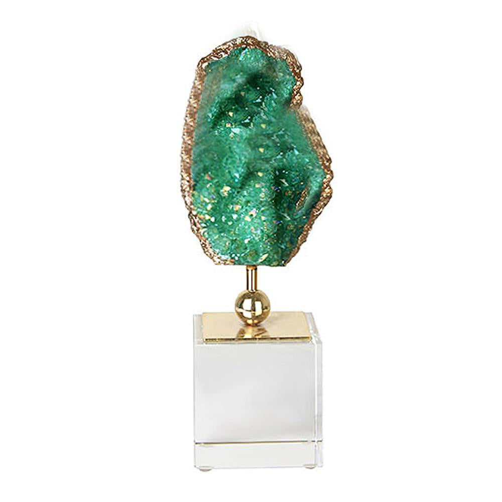 Green Agate Décor on Crystal Base - Short FL-TZ1037B
