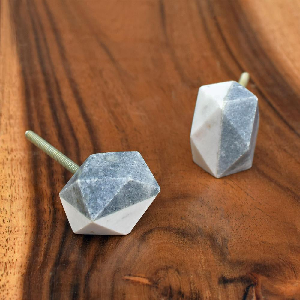 Grey & White Stone Knob مقبض