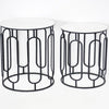 Set of 2 Metal End Tables with Marble Finish Top 17045