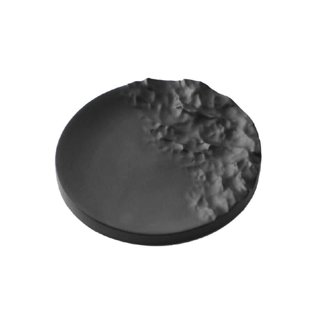 Black Resin Round Textured Tray G0201B