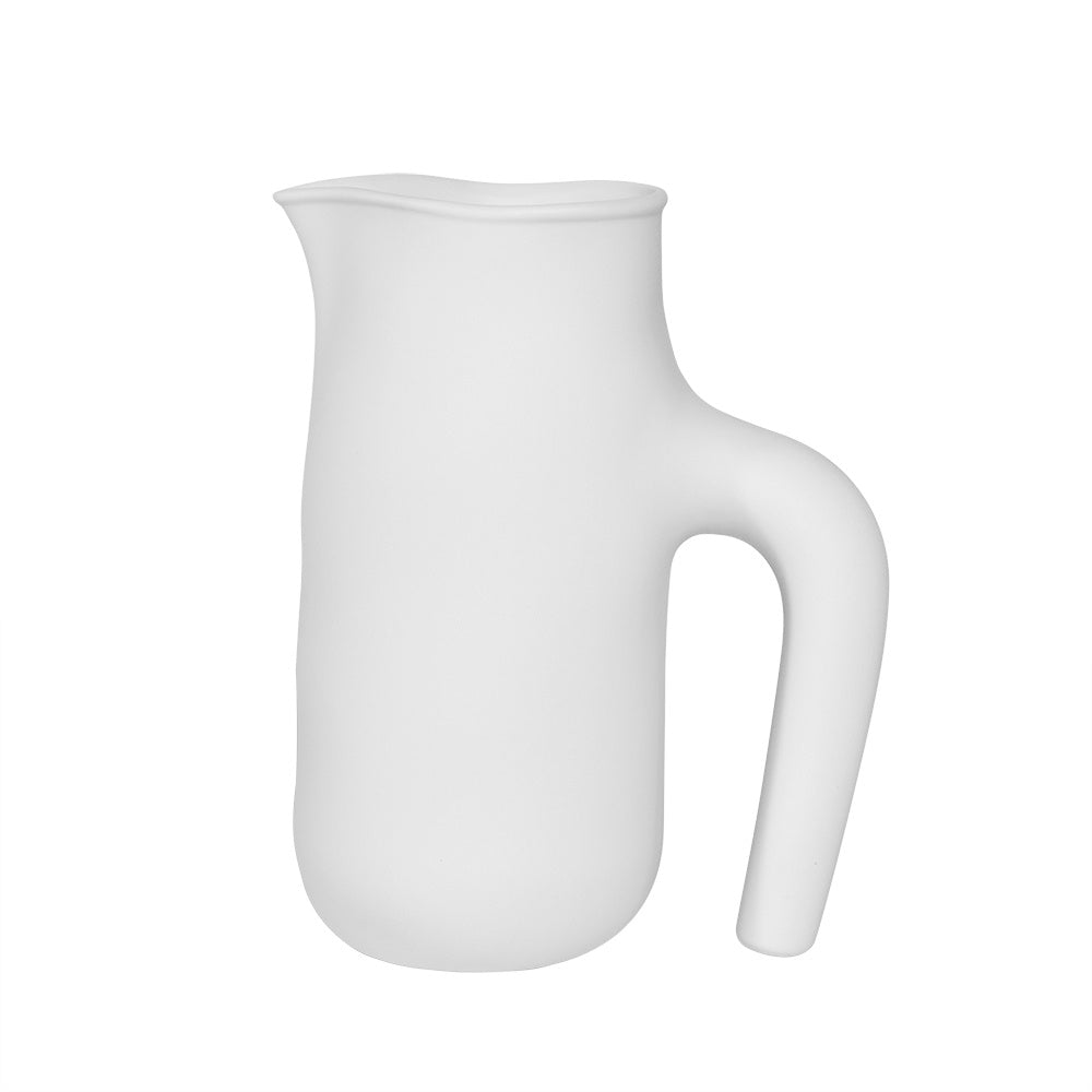 White Ceramic Vessel with Handle - Large CY4068W1