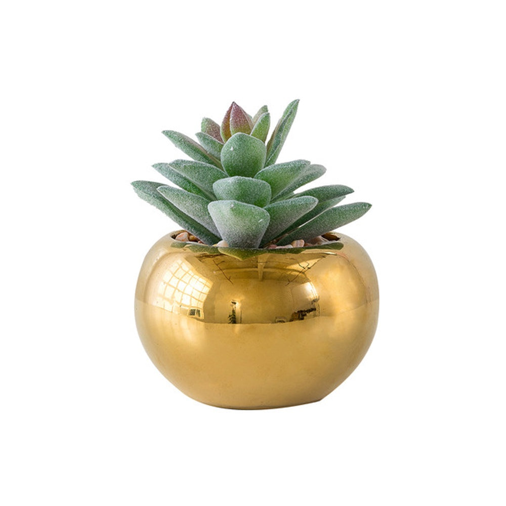 Faux Succulent in Gold Ceramic Mini Planter BG1338Q