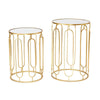 Set of 2 Gold Metal End Tables with Mirror Top 60532