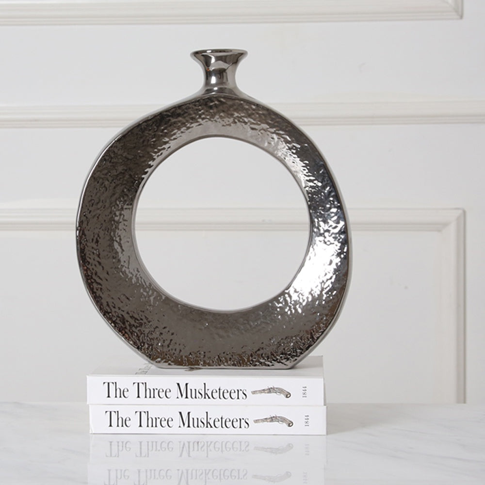 Silver Ceramic Round Vase FA-D1960B