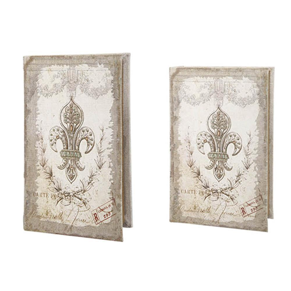 Set of 2 Fleur de Lis Book Boxes - A 44009-A