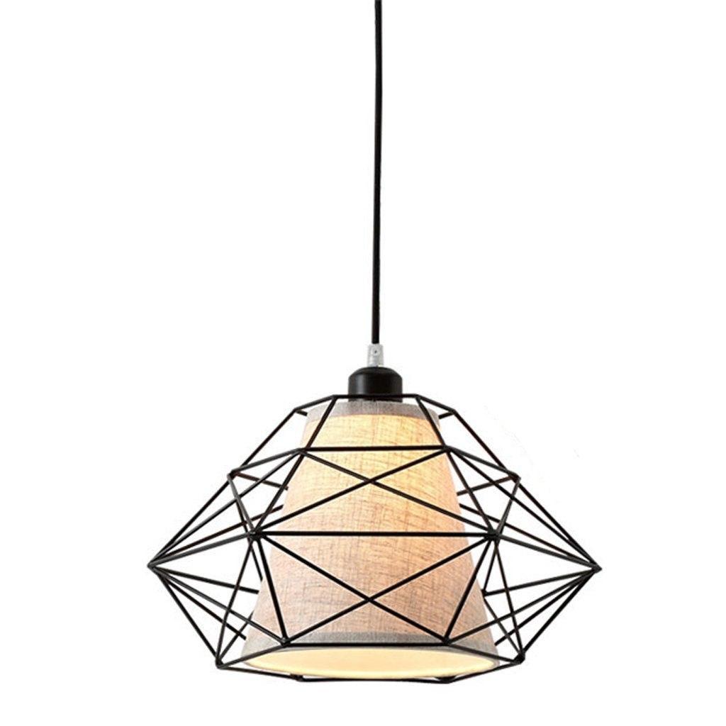 Black Geometric Pendant with Linen Shade OGS-SL60B - On Sale