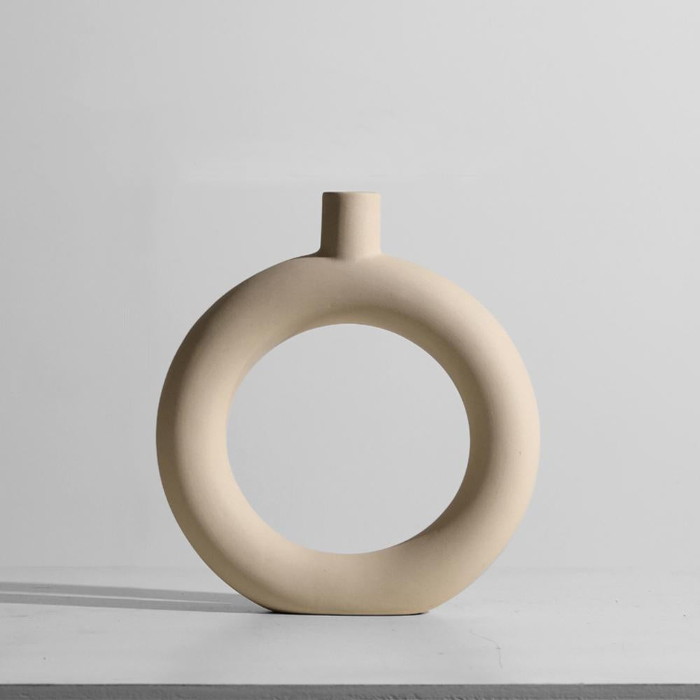 Beige Ceramic Round Vase YXHP-I