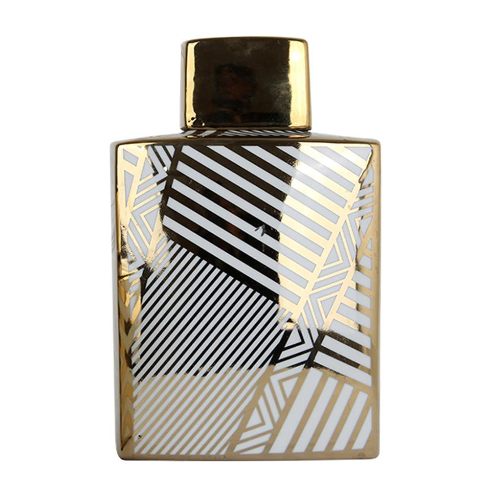 Porcelain Jar with Metallic Geometric Pattern - Large FL-D336A