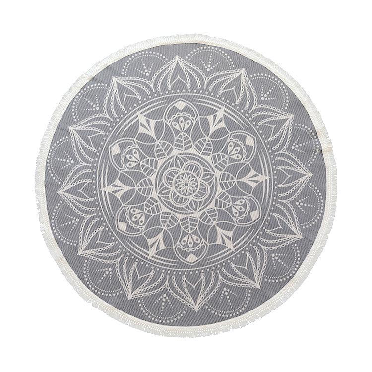 Grey Mandala Round Rug السجاد