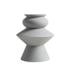 Grey Ceramic Geometric Vase مزهرية