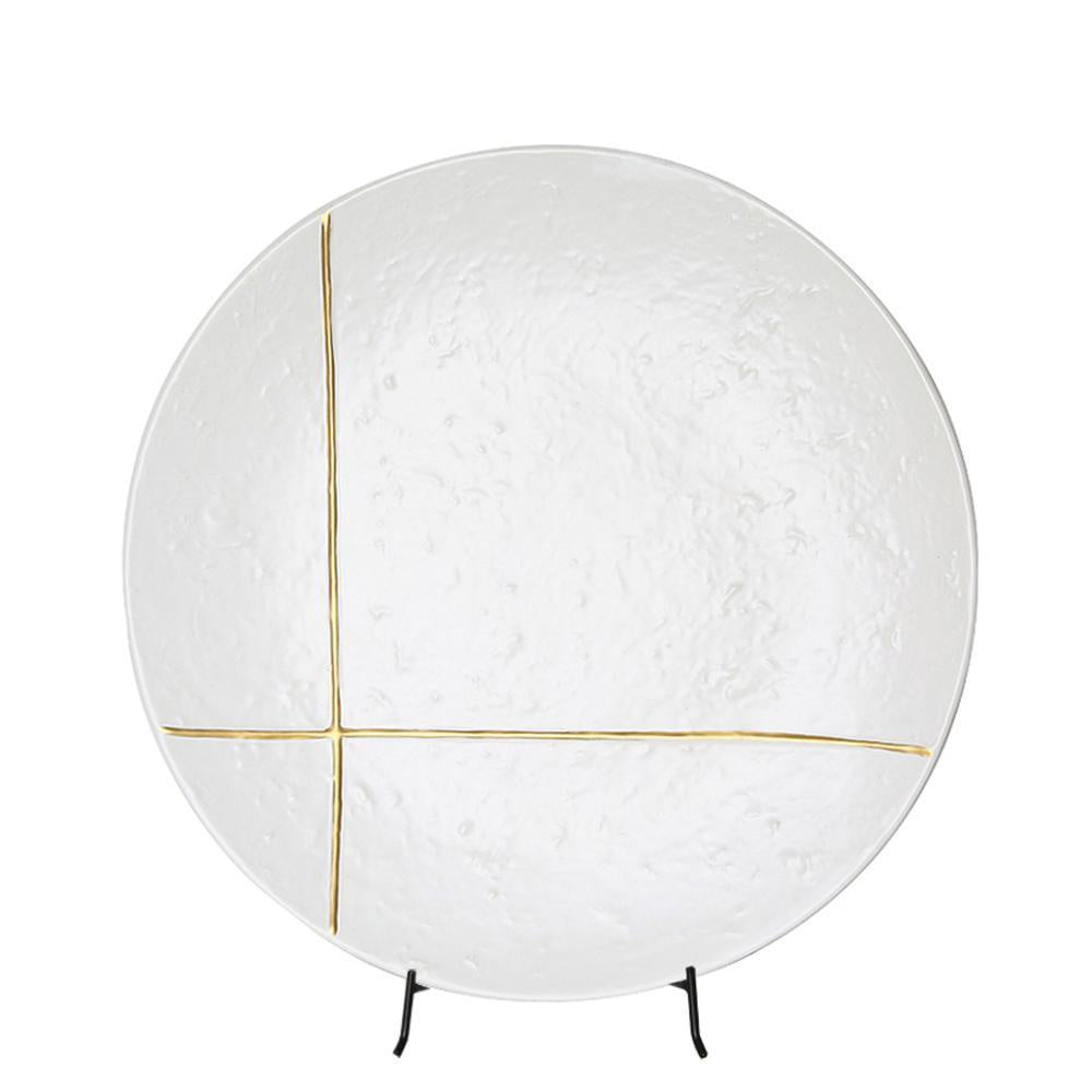 White Decorative Plate with Gold Thread FA-D1955A