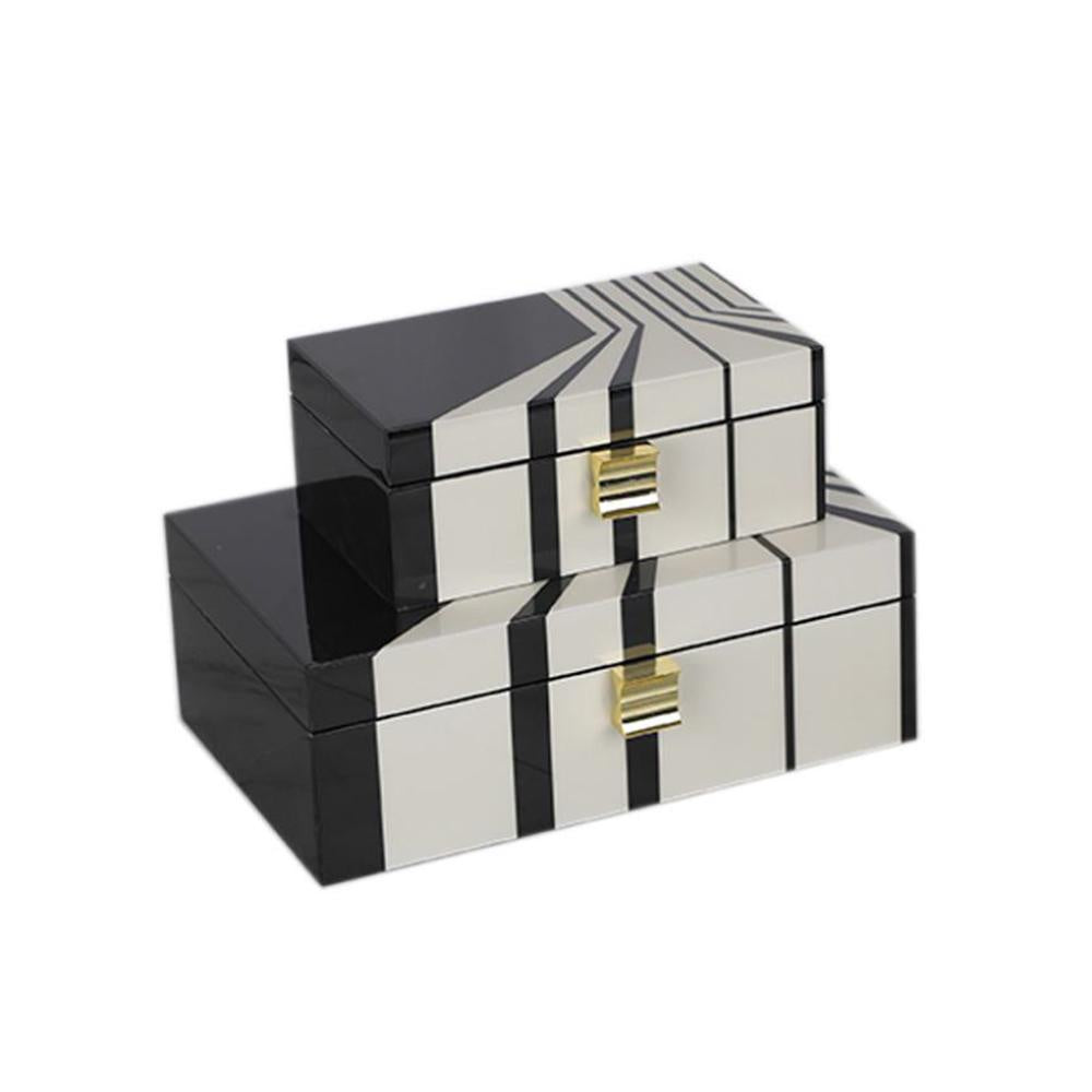 Black & White Piano Lacquer Decorative Box - Small DX190040