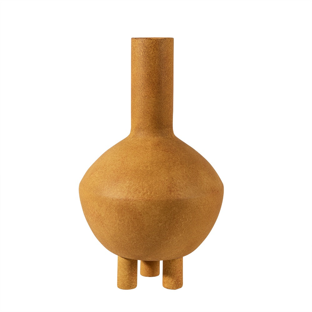 Ochre Ceramic Vase with Feet - Wide ML01404624Y1