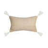 Beige Woven Cushion with Ivory Tassels - Rectangle وسادة