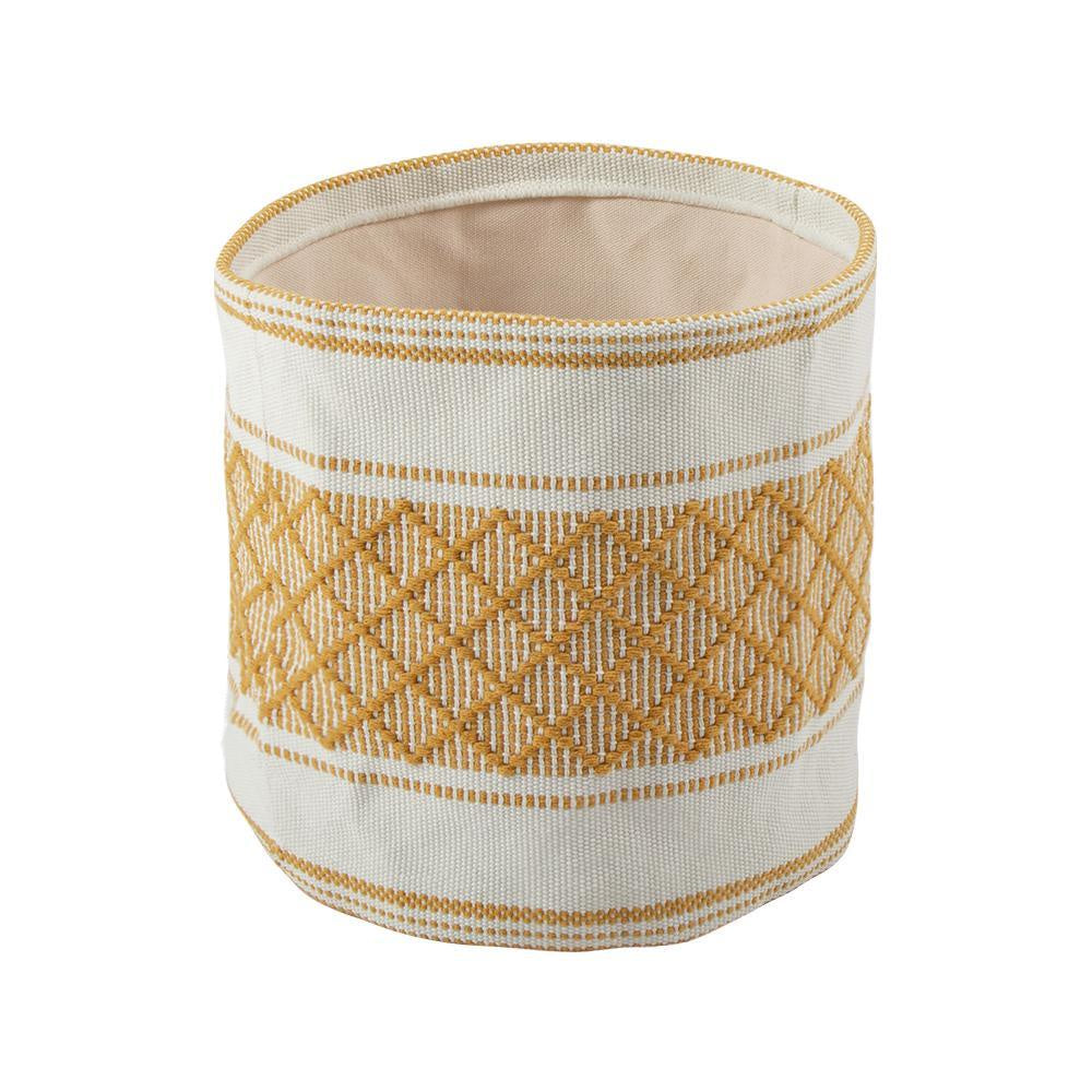 Yellow & White Cotton Basket KQ000010-YW
