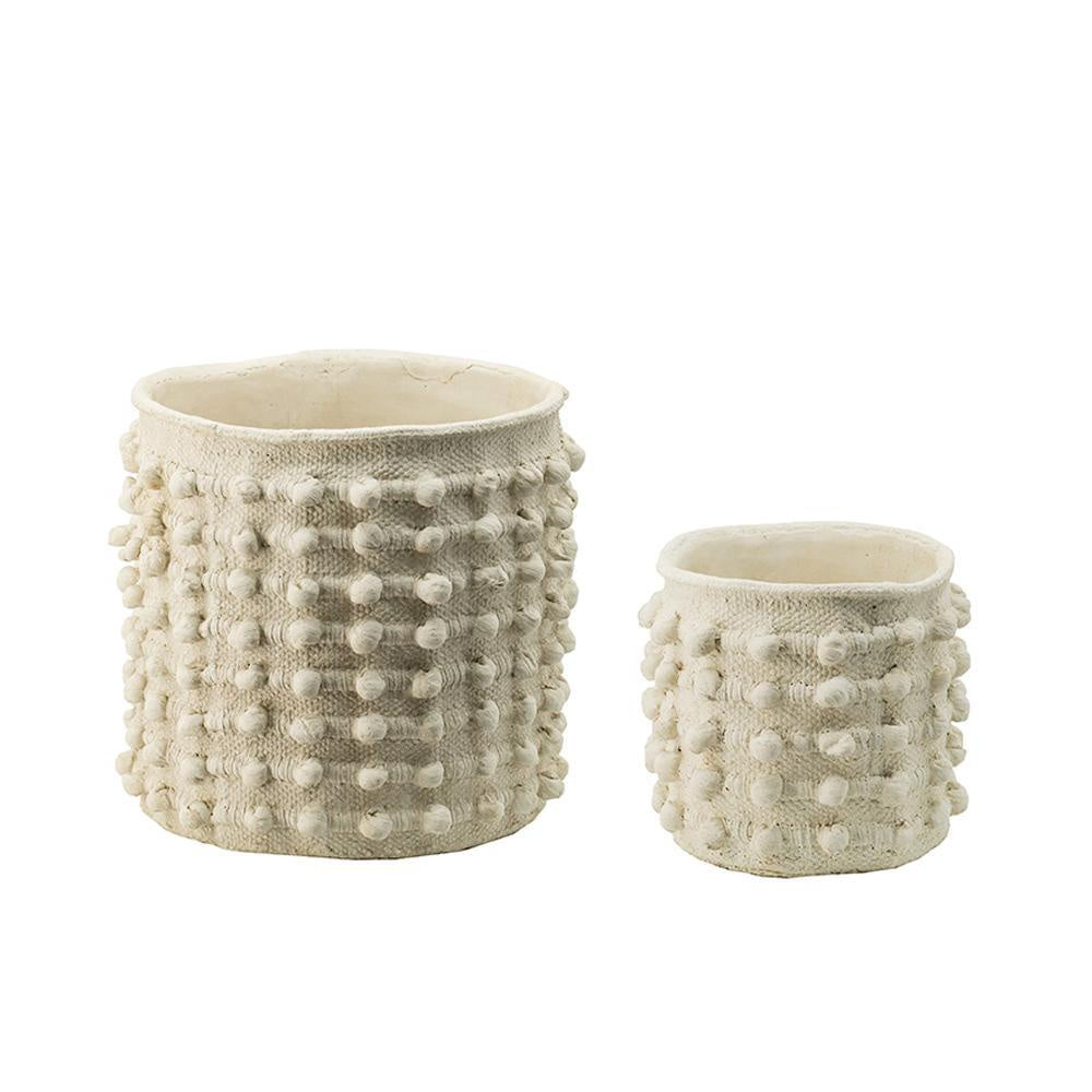 Set of 2 Ivory Concrete Planters D9026