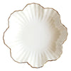 White Flower Dish with Gold Rim