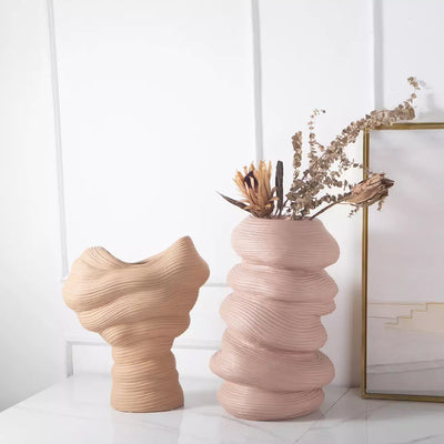 Dusty Blush Ceramic Organic Vase - Tall A646-49XJ