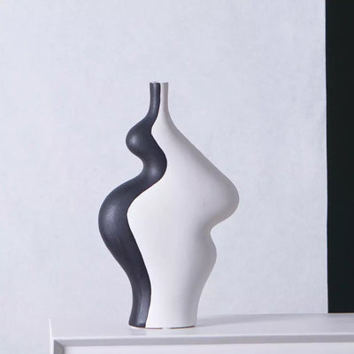 Black & White Abstract Ceramic Vase - Tall A652-355CH