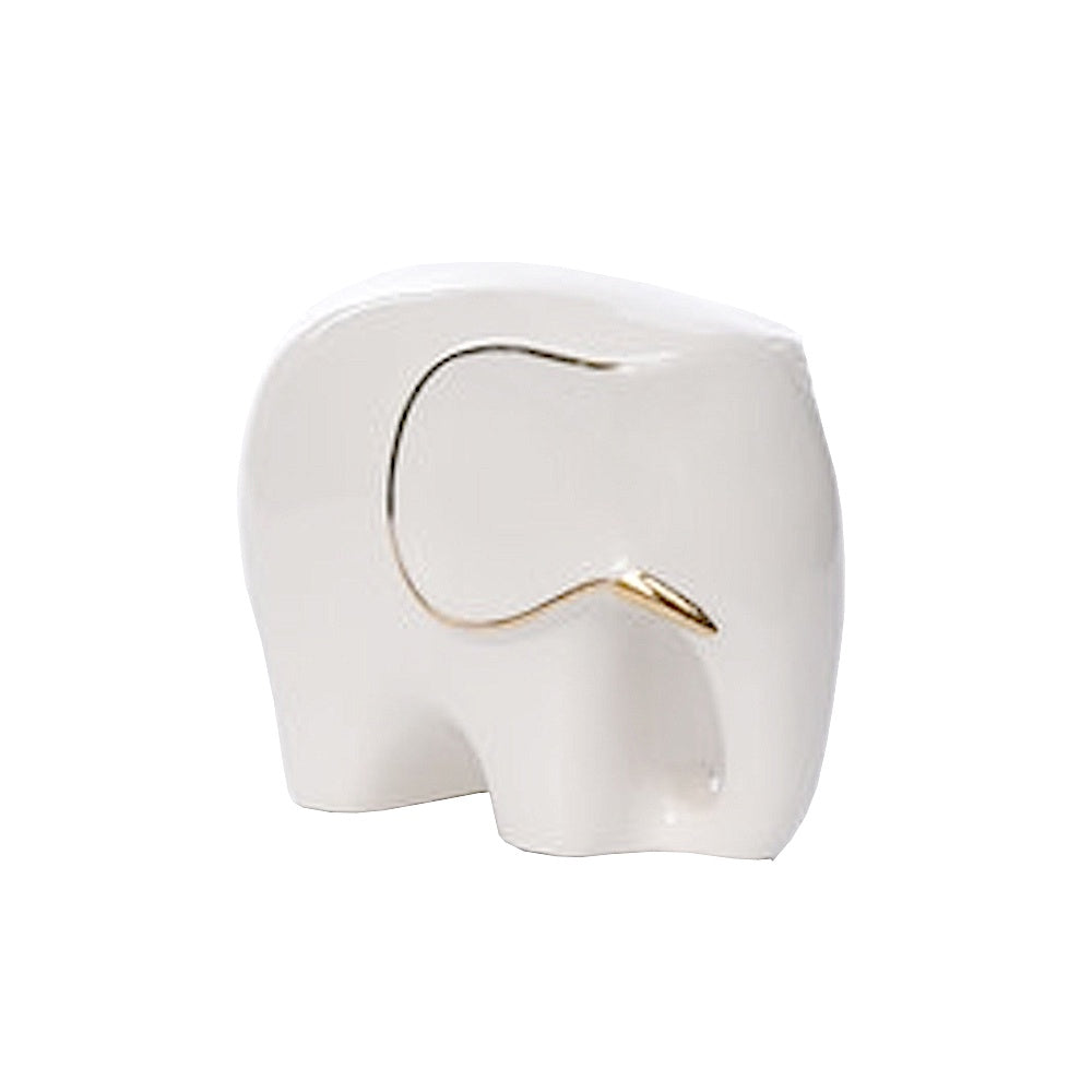 White & Gold Ceramic Elephant BD41S020-1