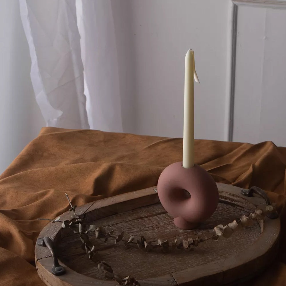 Brown Cearmic Circular Candleholder CB20216-BRD