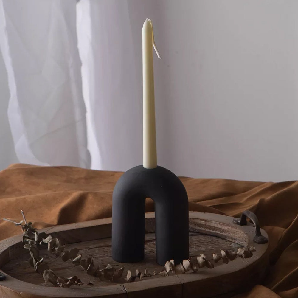 Dark Grey Ceramic Arch Candleholder CB20216-DG
