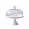 White Ceramic Cake Stand with Glass Cloche CB40808 المطبخ وتناول الطعام