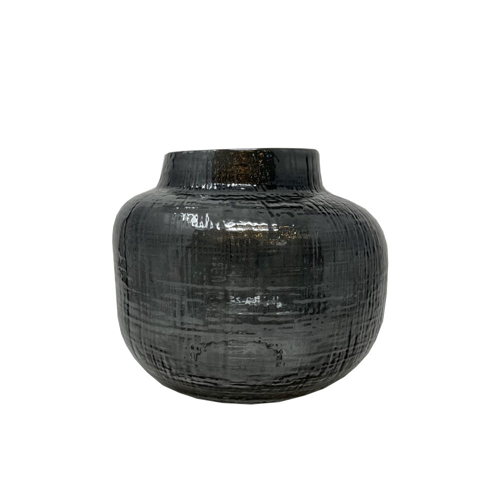 Dark Grey Glass Vase - Wide CH241-G