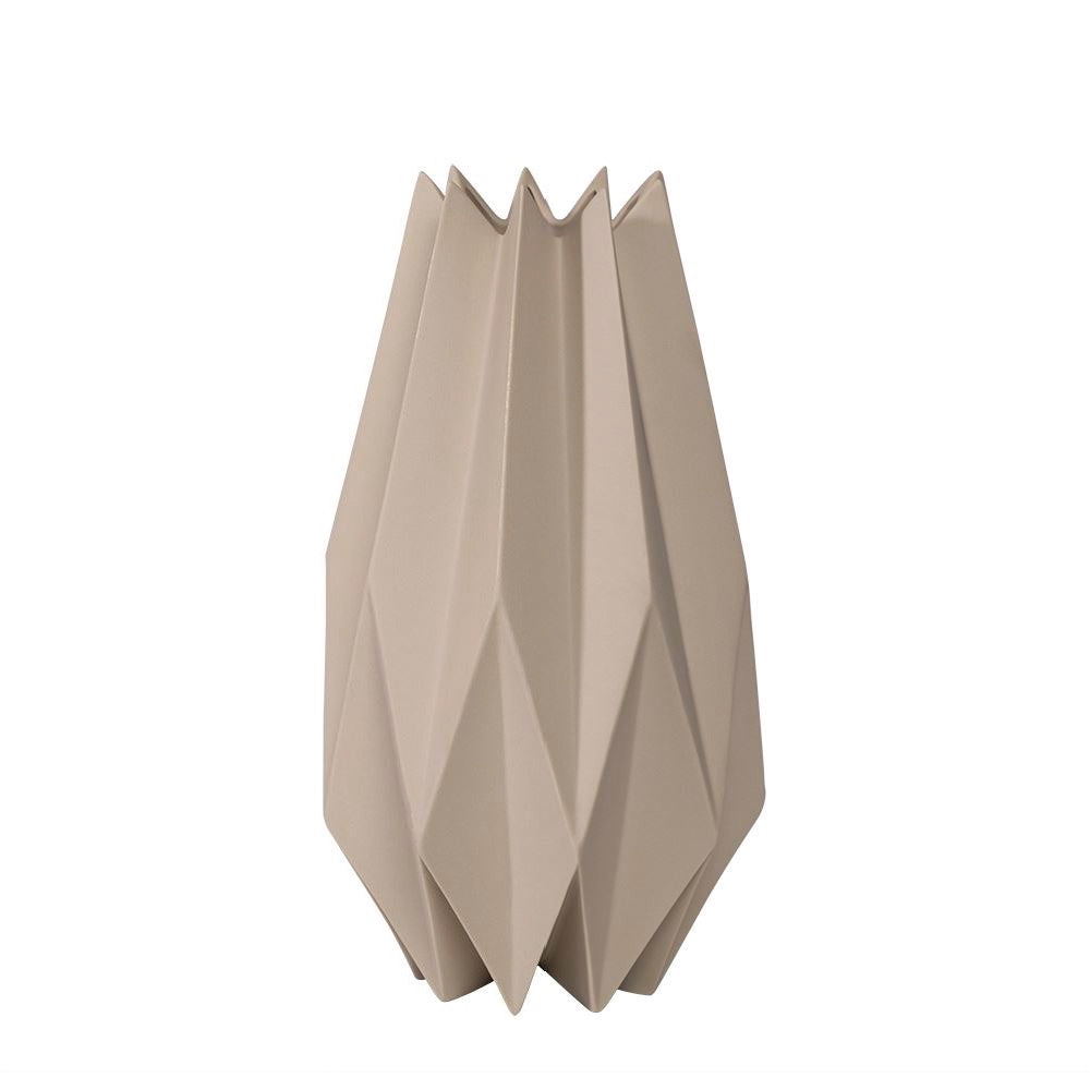 Beige Grey Ceramic Geometric Vase - Tall CY3928G