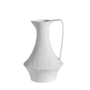 White Ceramic Pitcher with Handle & Linear Detail CY4069W
