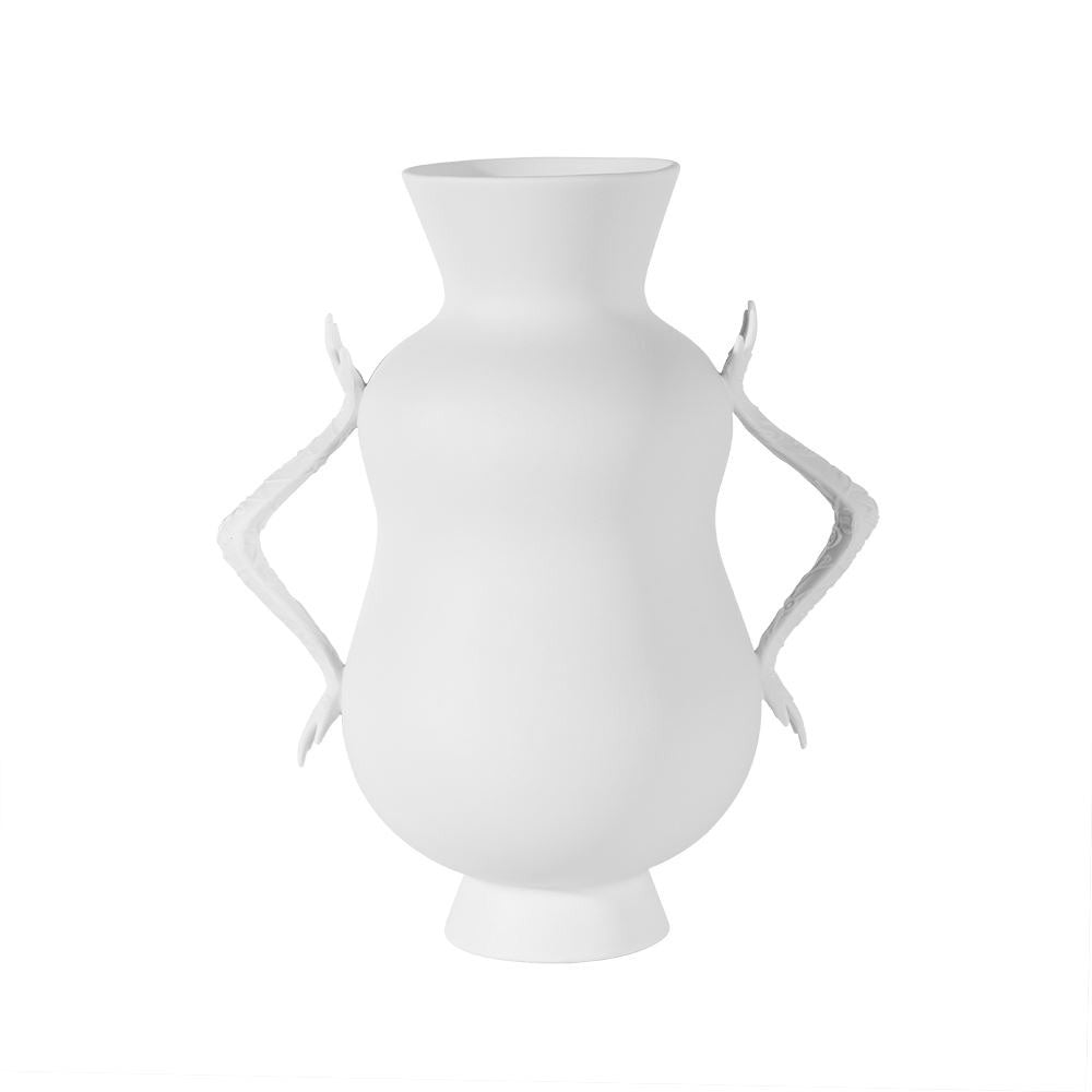 White Ceramic Urn with Handles CY4070W