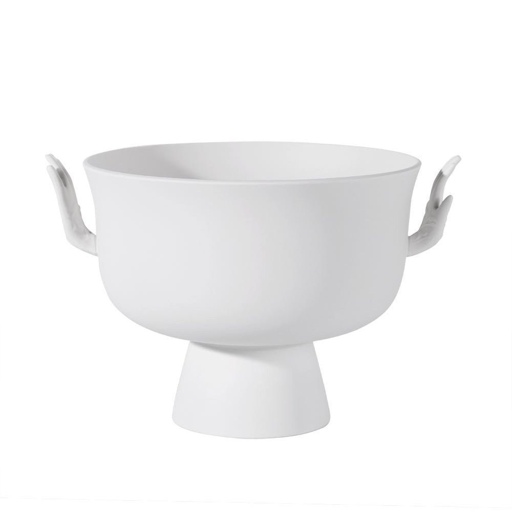 White Ceramic Pedestal Bowl with Handles CY4072W