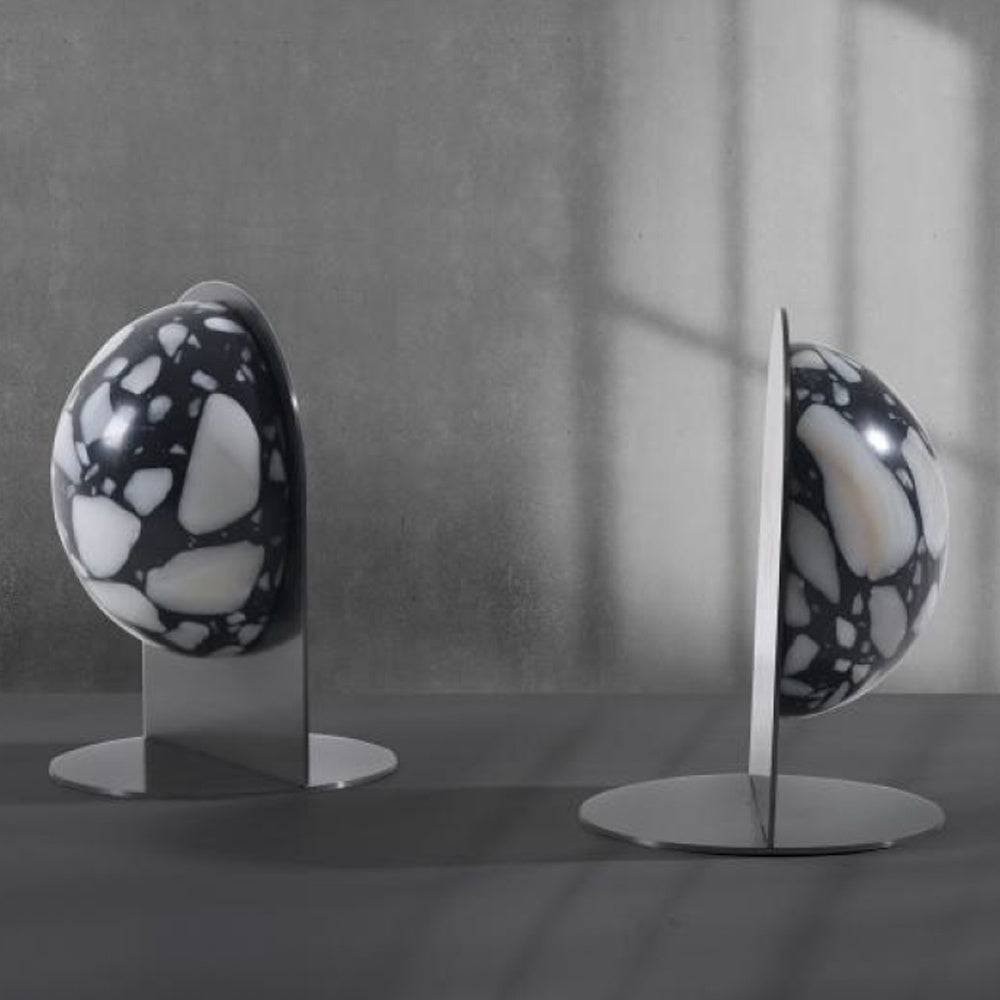 Black Stone & Stainless Steel Bookends (Set of 2) D0113B