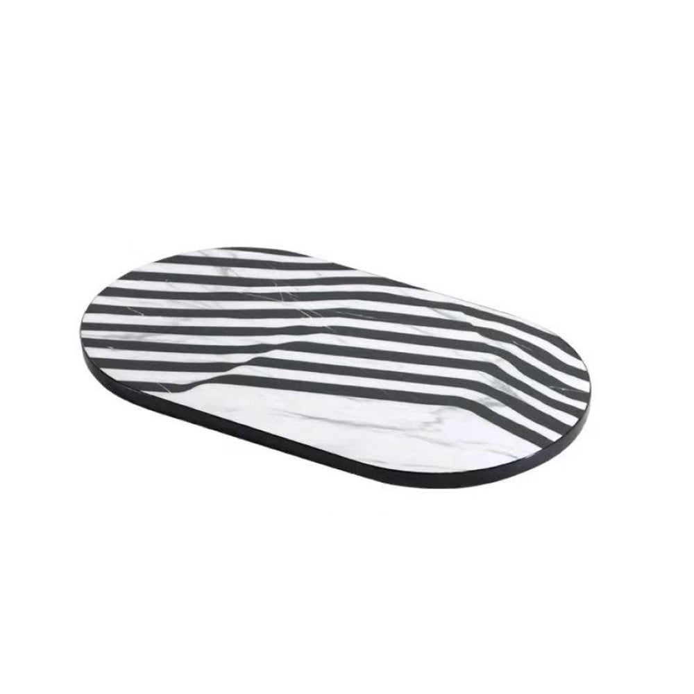 Black & White Patterned Oval Tray DT200839