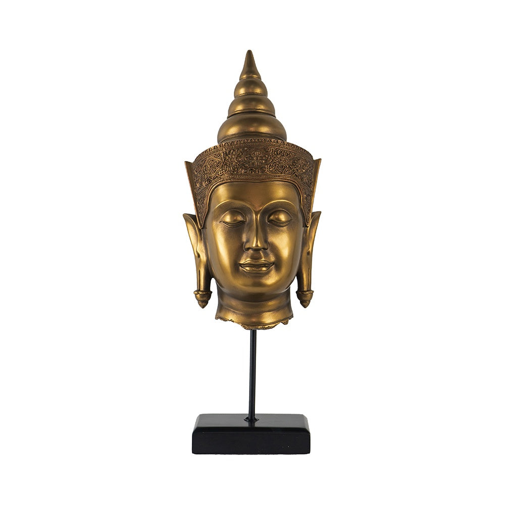 Antique Bronze Resin Buddha Head with Stand EL78979