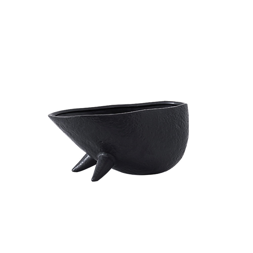Black Ceramic Decorative Bowl with Feet - Medium FA-D21080B