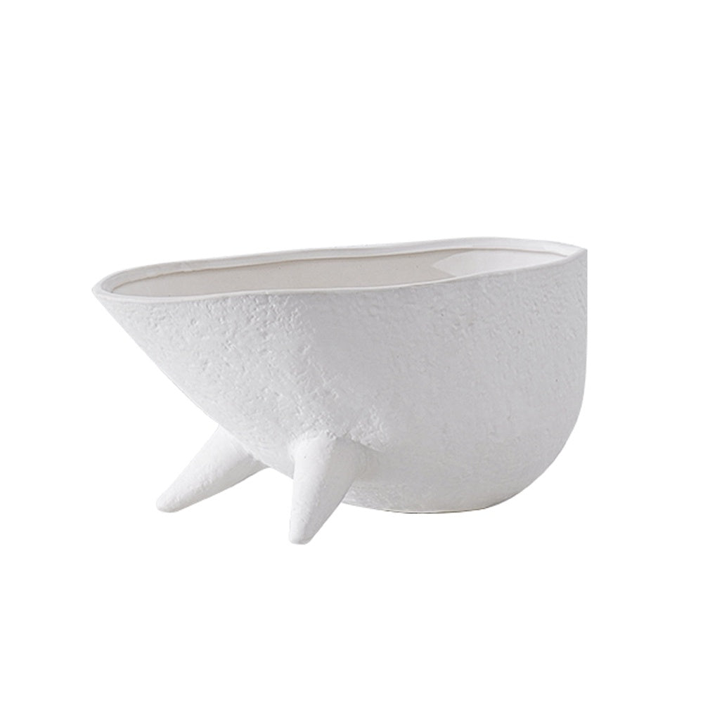 White Ceramic Decorative Bowl with Feet - Large FA-D21081A