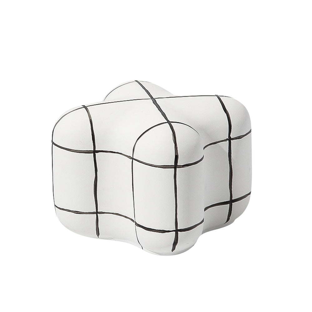 White Ceramic Décor with Black Criss-Cross Design FA-D21097B