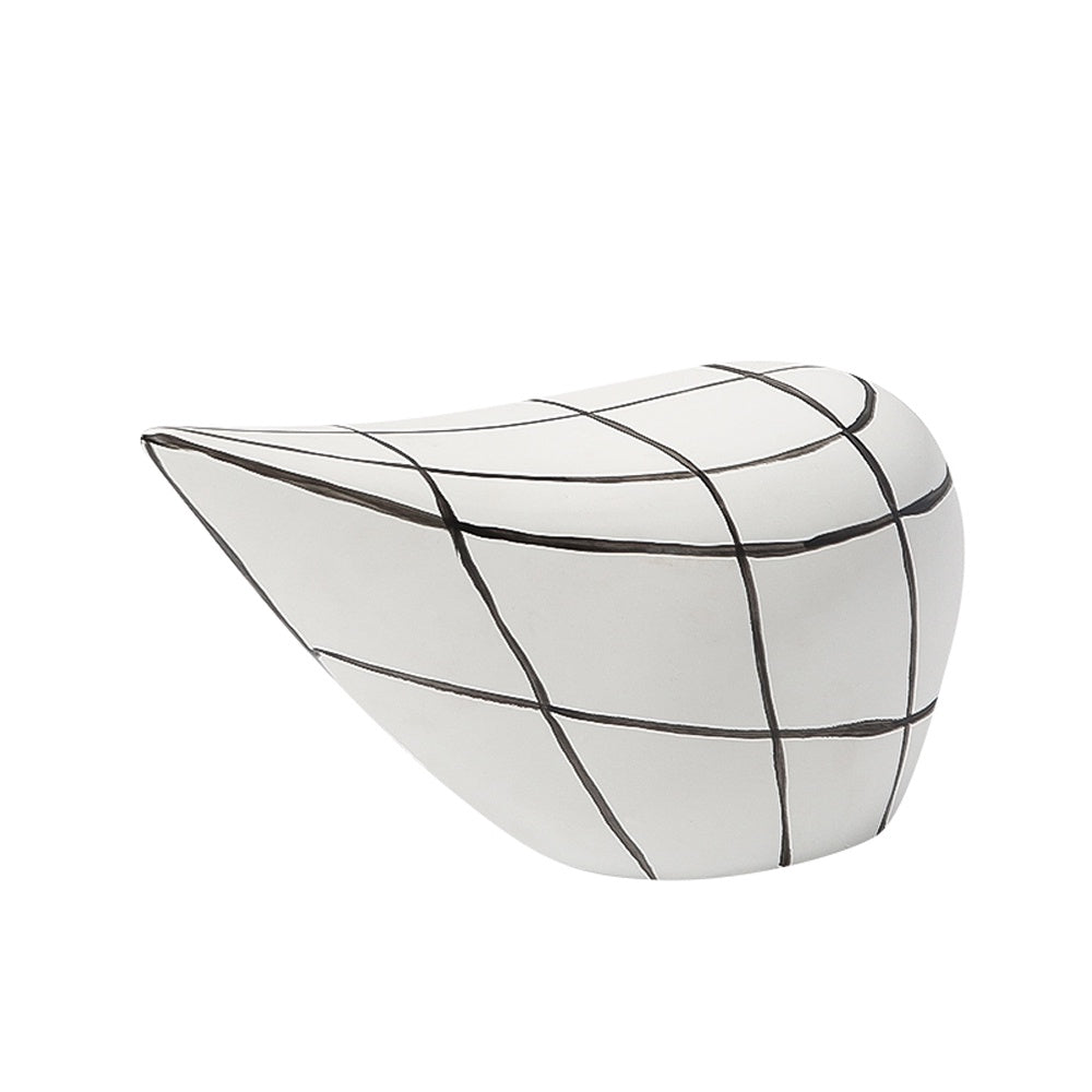 White Ceramic Décor with Black Criss-Cross Design FA-D21098A