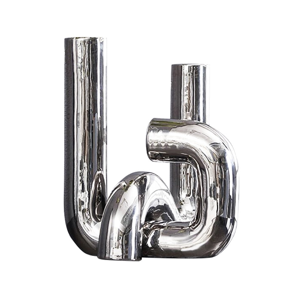 Set of 2 Chrome Ceramic Knotted Vase FA-D21109