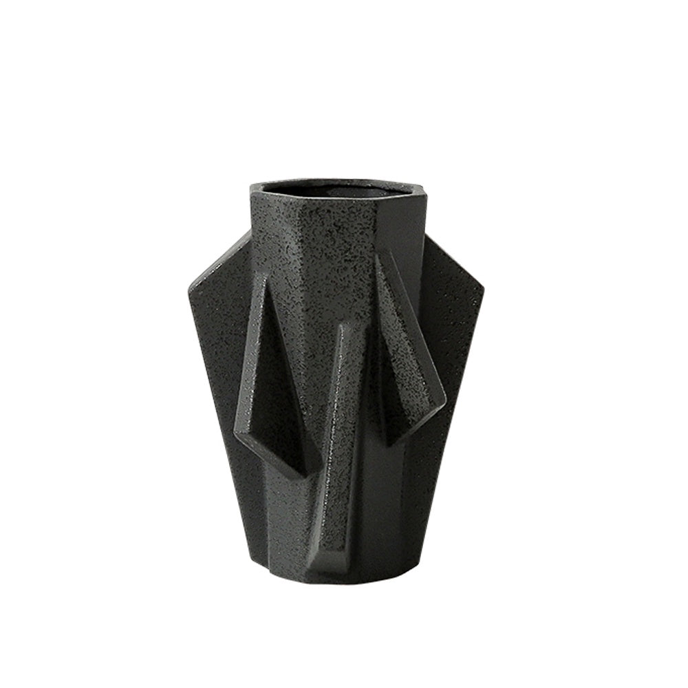 Black Geometric Ceramic Vase - Medium FA-D21113B
