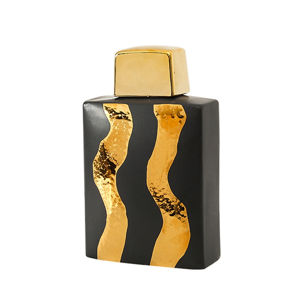 Black & Gold Ceramic Jar - Tall FA-D22001A
