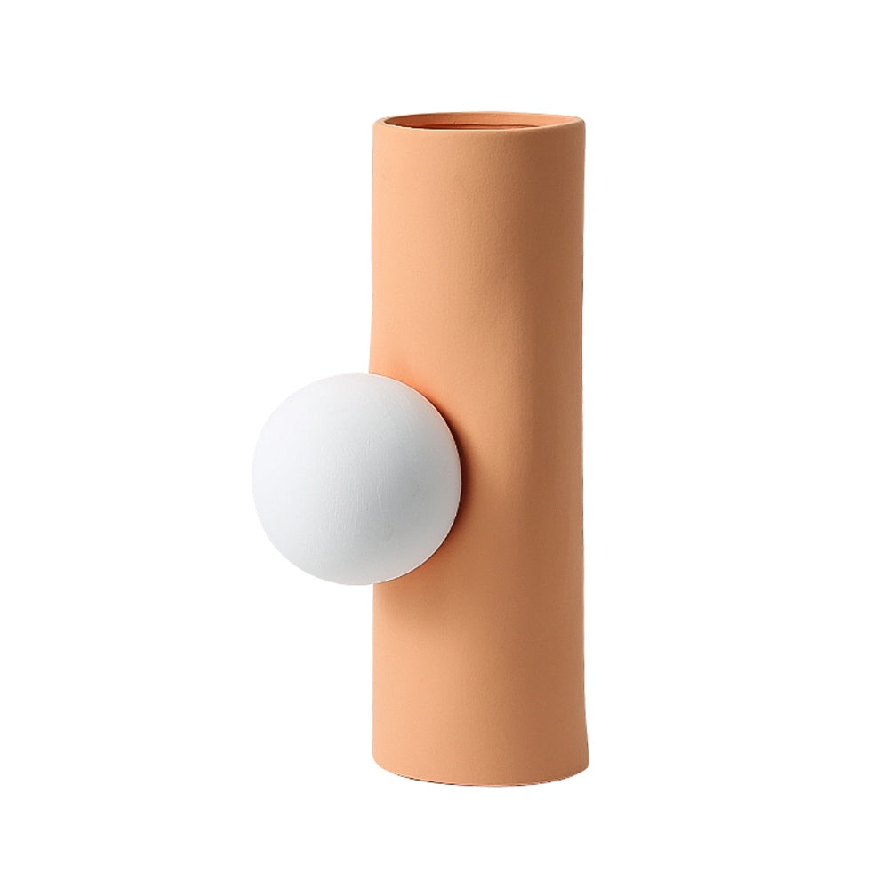 Peach Ceramic Vase witih Sphere Detail FA-D22069B