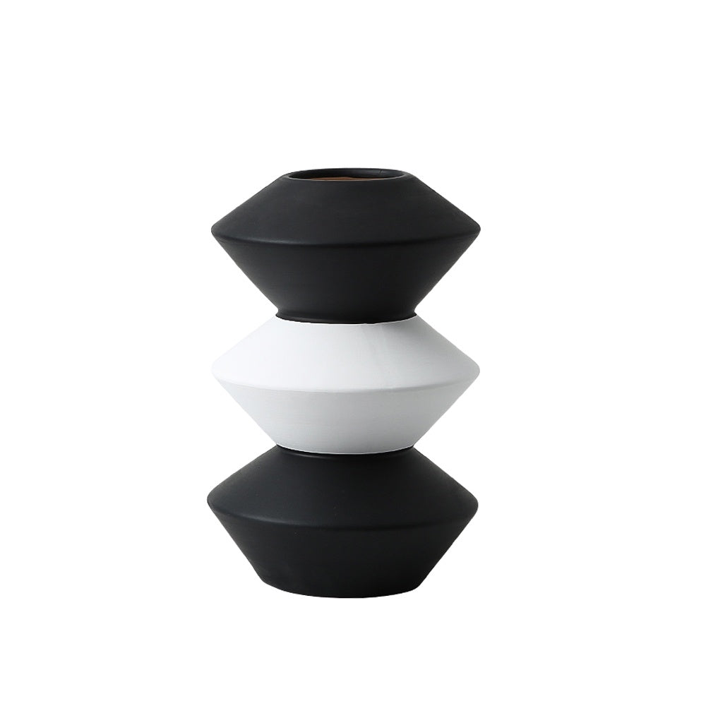 Black & White Ceramic 3-Tier Vase FA-D22093