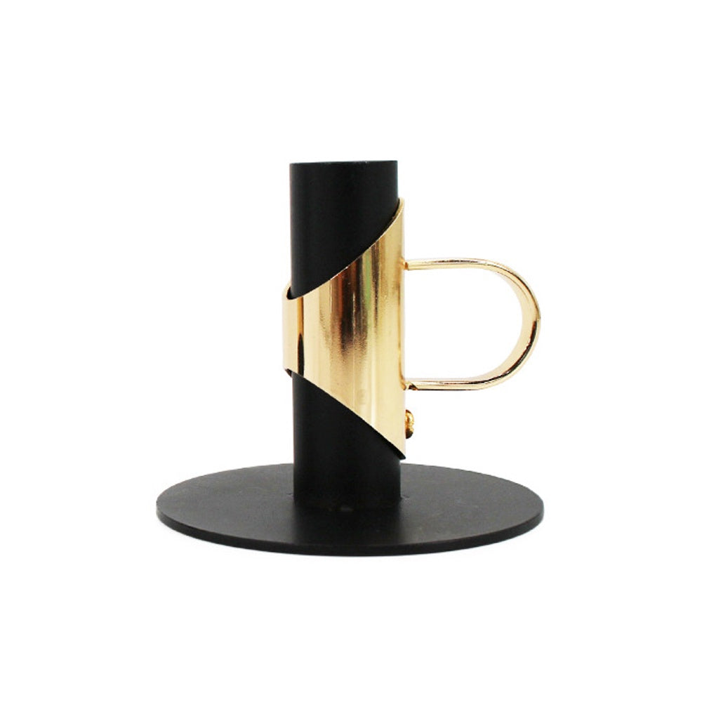 Black & Gold Iron Candleholder FB-081-B