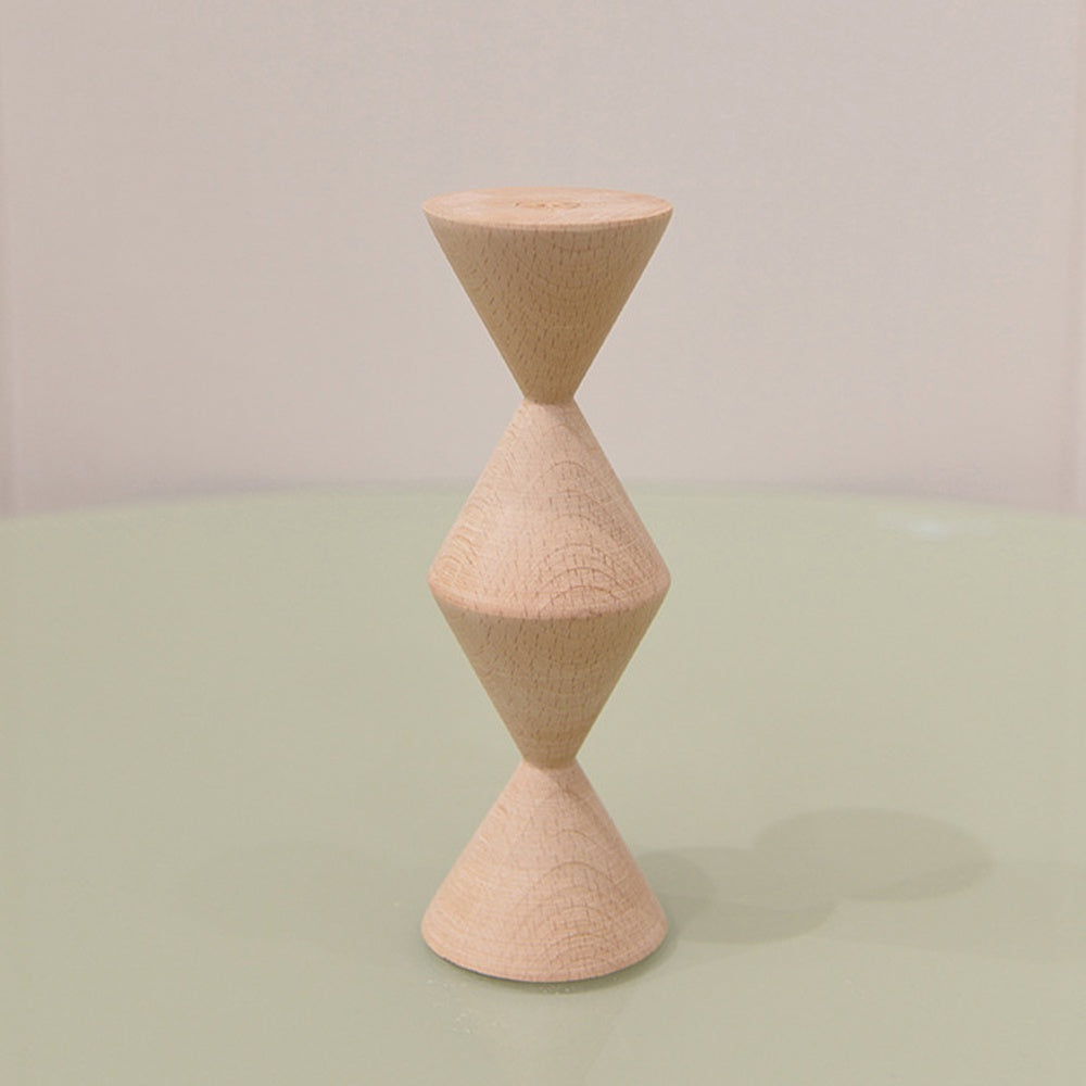 Natural Wood Geometric Candleholder - Small FB-085-N